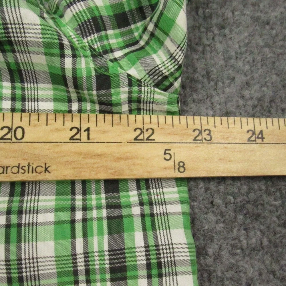 The North Face Shirt Men Medium Green‎ Black Plaid Hiker Camp Outdoors